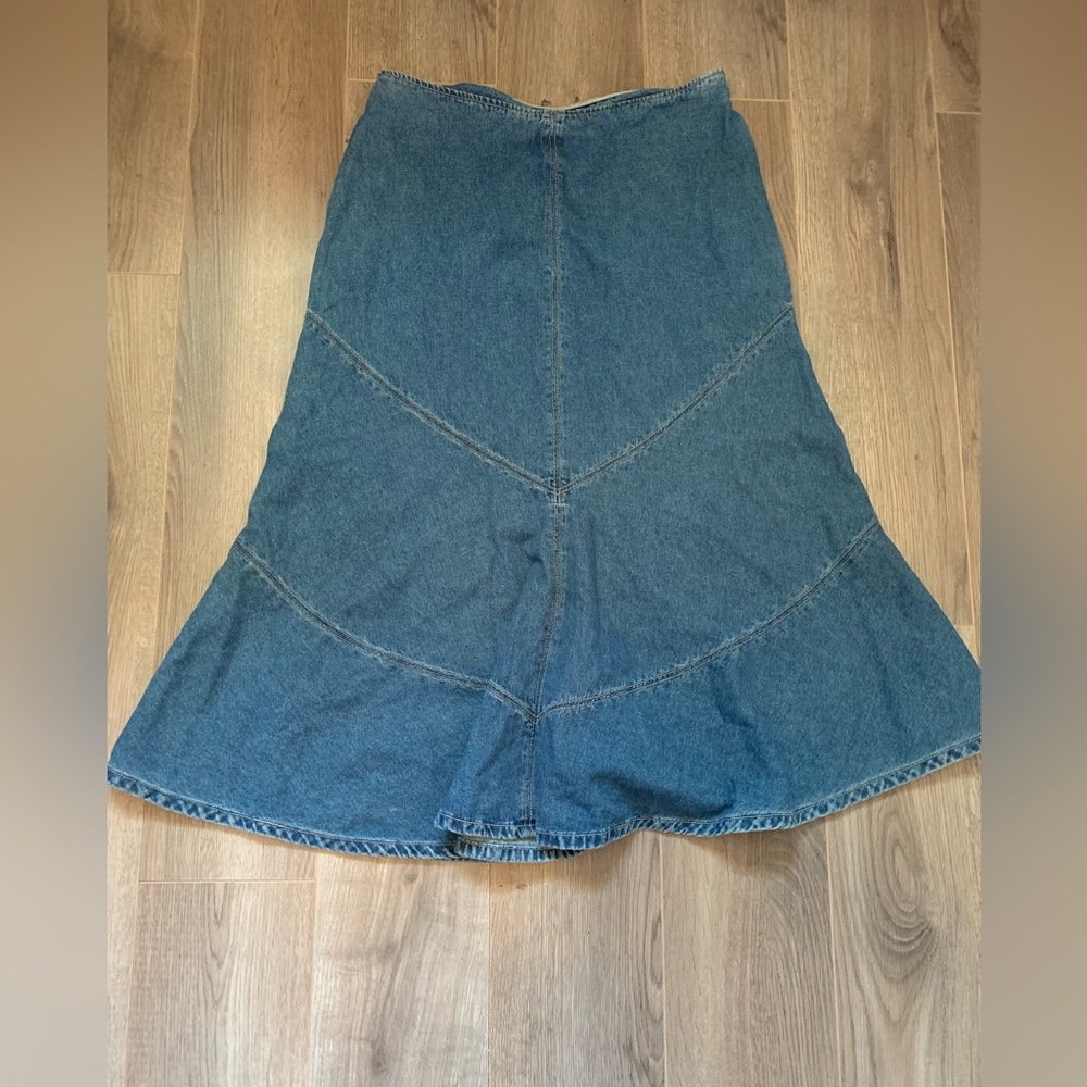Vintage 90s Y2K Simon Chang Denim Midi Skirt